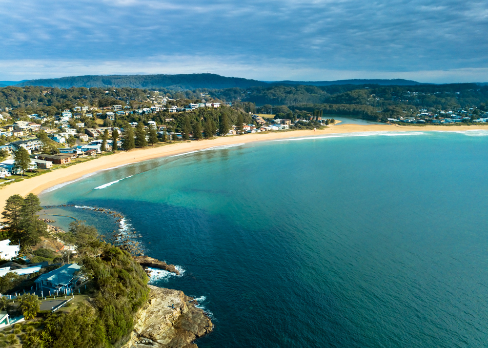 Aerial,Views,Of,The,Waters,At,Avoca,Beach,,Australia